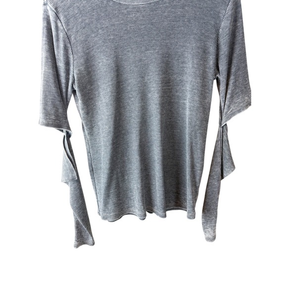MICHAEL LAUREN 
Solomon Long Sleeve Tee Elbow Slits Charcoal Gray Thermal L - Picture 5 of 8